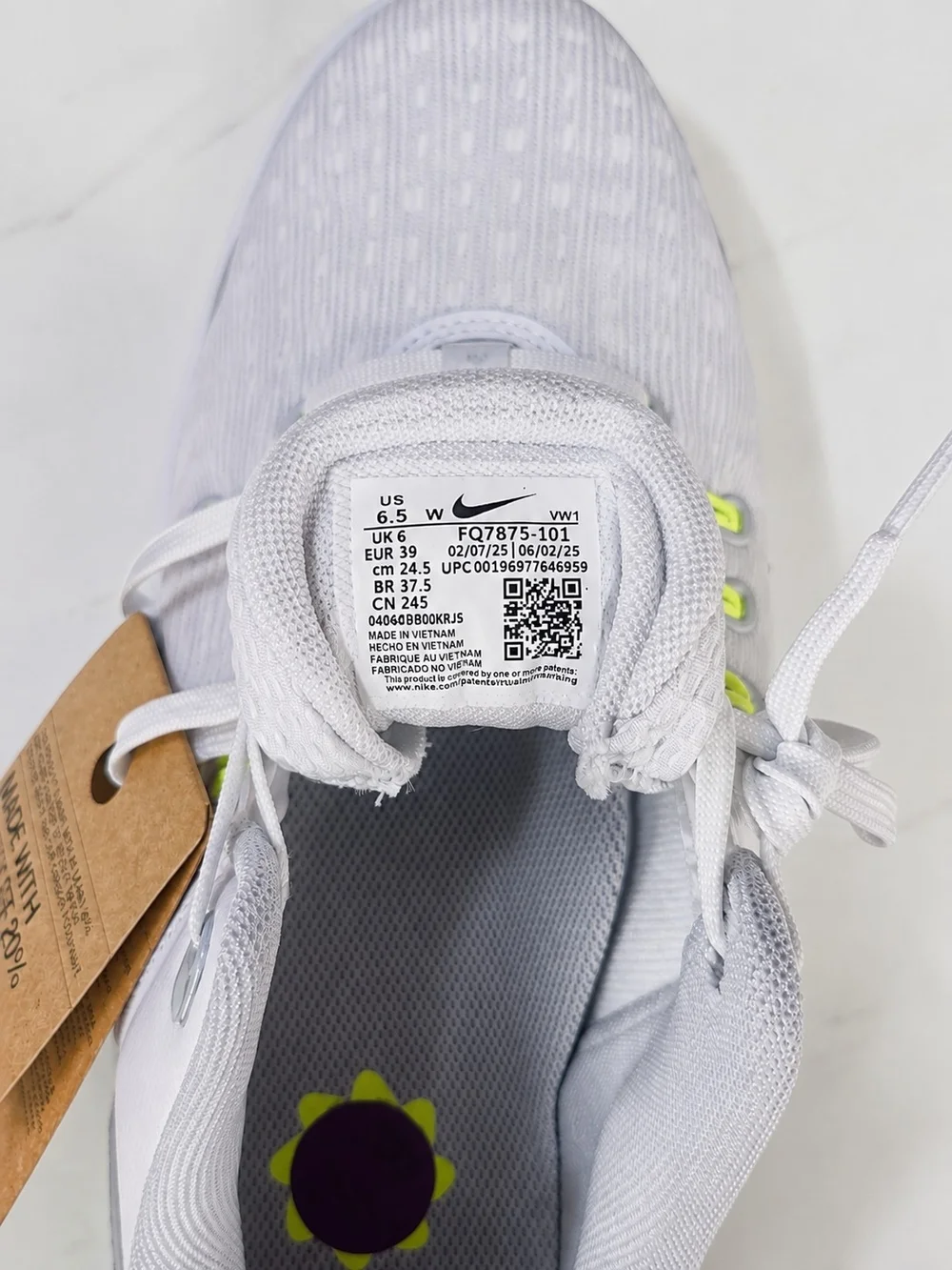 Nike Free Golf NN White Black Volt Golf Shoes US 6.5 NWT FQ7875-101